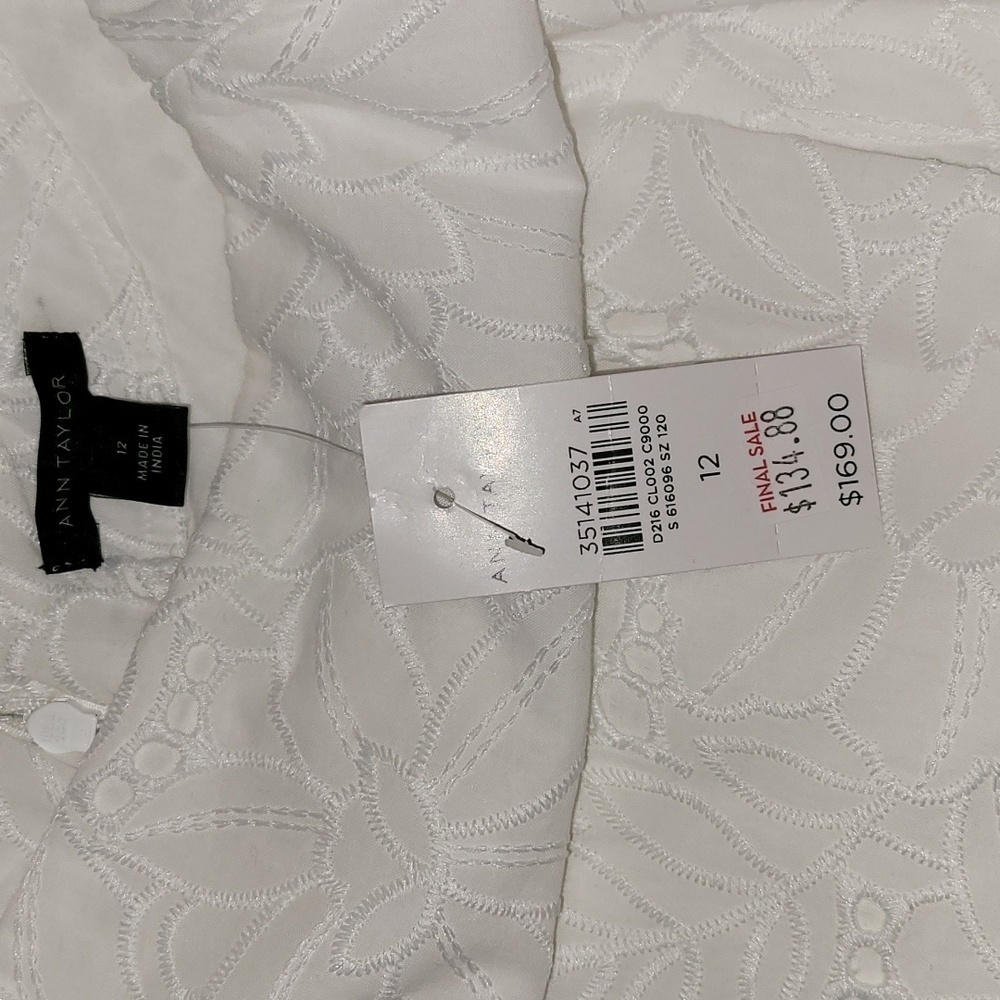 Ann Taylor Women's White Eyelet Puff Sleeve Midi Dress - Picture 17 of 17